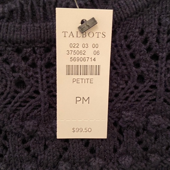 Talbots Navy Short Sleeve Sweater with Knit Lining - Picture 5 of 12
